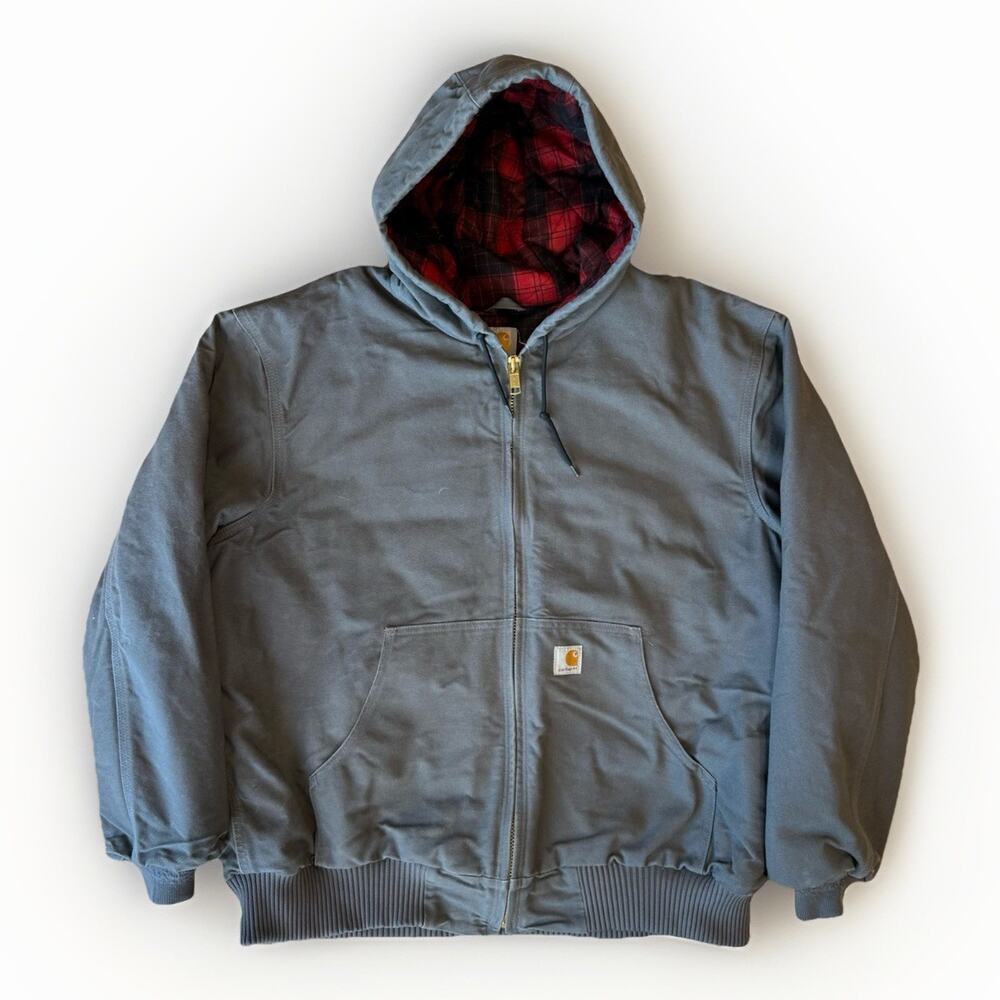 Carhartt Huntsman Active Jacket XL Gray Plaid Lined Heavy Workwear Outerwear